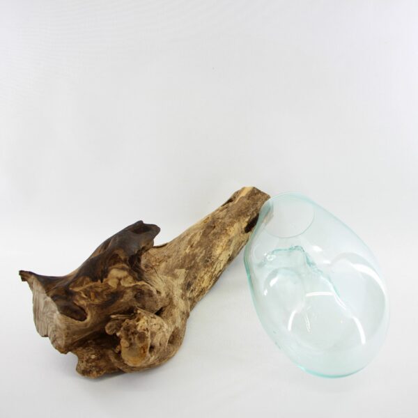 Glas auf Holz / Hängende Vase – Bild 4