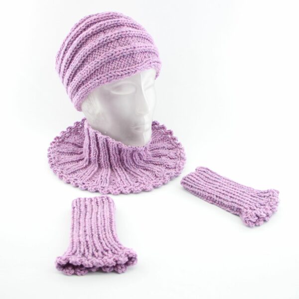 Winter-Set aus 100% Wolle mit Breitem Stirnband – Bild 20